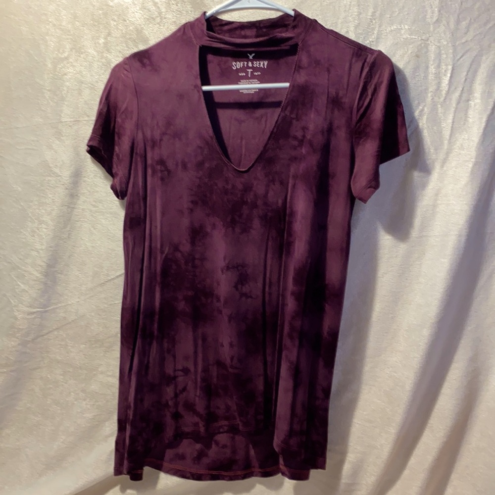 Purple soft tee with cut out